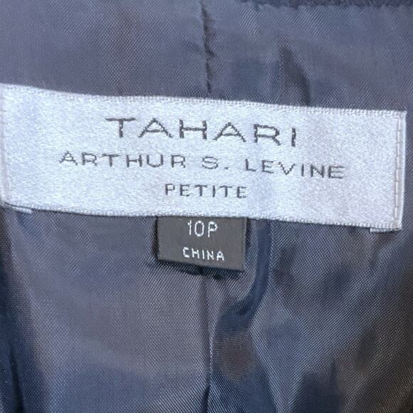 Tahari Navy Blue Subtle Stripe Blazer Jacket Women's Sz 10P Pockets Career - Picture 2 of 11